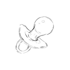 Baby Pacifier Sketch Hand Drawn Black and White Illustration
