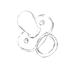 Baby Pacifier With Ring Sketch Hand Drawn Black And White Illustration