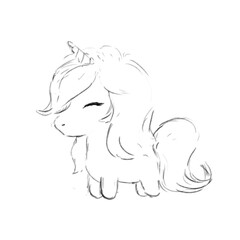 Sketch Little Unicorn Hand Drawn Black and White Illustration