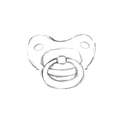 Sketch Baby Pacifier Front View Hand Drawn Black and White Illustration