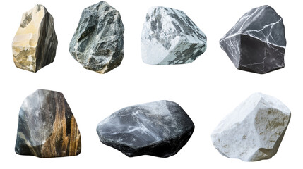 Collection Of Assorted Rocks Isolated On Transparent Background