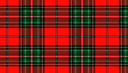 a plaid pattern with red, black, and green colors, resembling a scottish tartan design. it is presented in a digital style, possibly as a graphic or a computer generated illustration