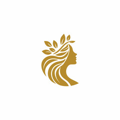 Golden Woman Nature Beauty Logo