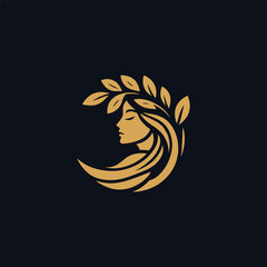 Golden Woman Nature Beauty Logo