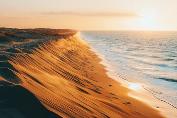 Sand dunes on the beach at sunset nature romantic landscape