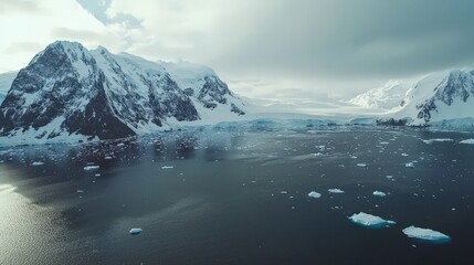 Antarctica majestic landscape drone view, cold winter