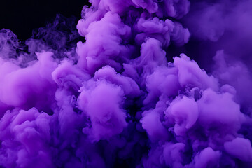 Fototapeta premium Vibrant purple smoke billowing against a dark background, creating an energetic atmosphere