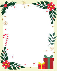 Cute christmas frame with pastel colors vector illustration background, Ratio 4:5.