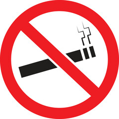 No Smoking Sign Icon &ndash; Prohibited Smoking Symbol with Red Circle Isolated on White Background
