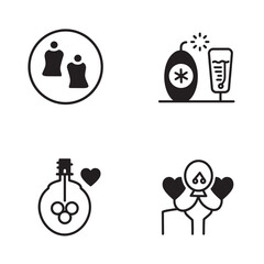 Fototapeta premium Set of minimalist icons representing love, celebration, togetherness and festive atmosphere