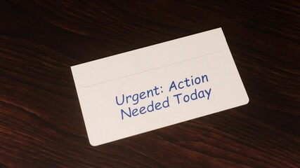 3D Animation of a Message Arriving Under the Door with Text: "Urgent- Action Needed Today"
