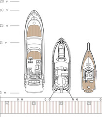 vector illustration sketch image silhouette design detail comparison size of yacht