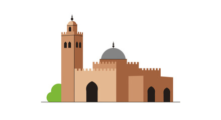 North African mosque illustration in minimalist style for travel concept  
