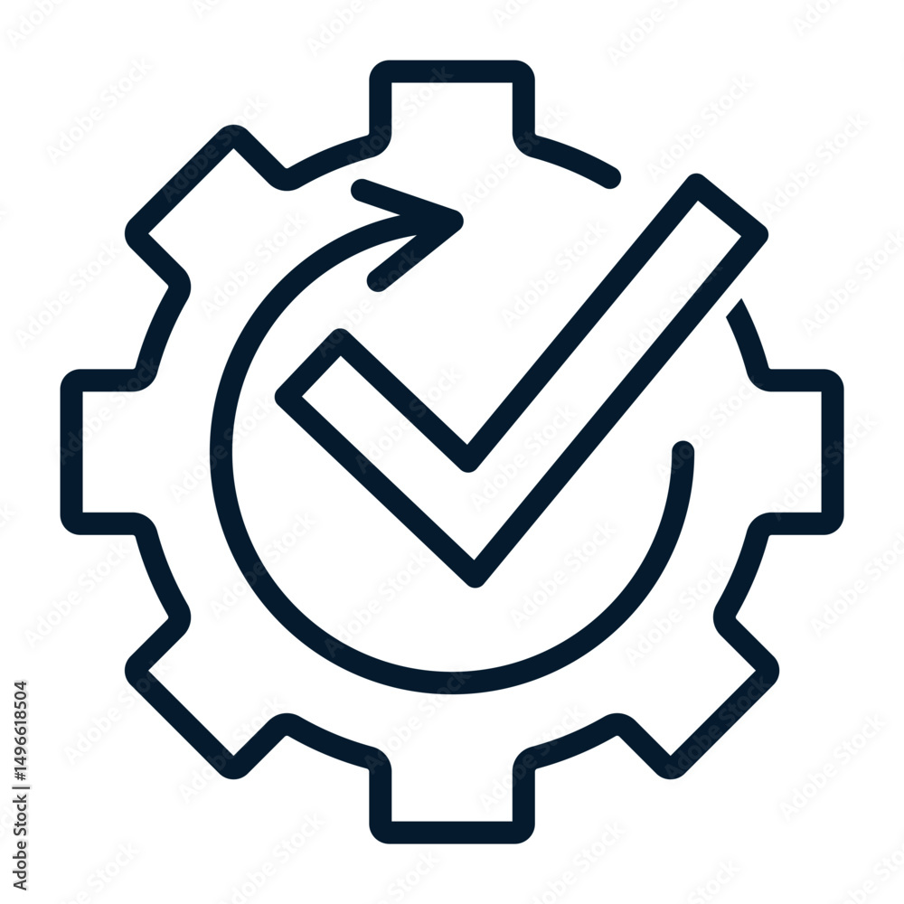 Poster test automation concept, software development. vector linear icon isolated on white background.