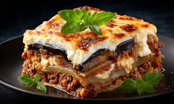Delicious Greek Moussaka with Eggplant and Creamy B chamel Sauce