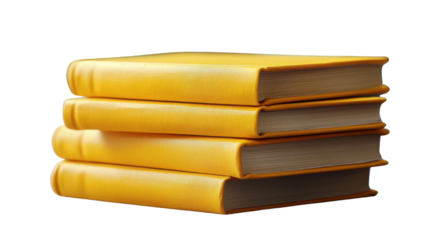 Stack of yellow books 3D render icon isolated on transparent background, featuring clean, modern design with bold color and smooth texture. Ideal for app icons, educational visuals, and UI elements.

