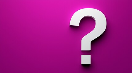 White Question Mark on Magenta Background 3D Render, Minimalist Concept, Purple, Query, FAQ Question mark, 3D rendering