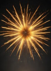 Obraz premium Golden firework burst, vibrant yellow flames, wide angle , celebration, flame, spectacular