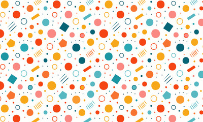 Playful  Colorful  Seamless Abstract Geometric Memphis Background