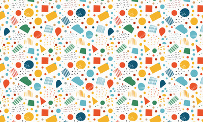 Bright Dots, Lines, and Shapes Seamless Pattern