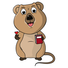 Cartoon Illustration of a Cute Quokka