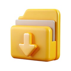 3D icon reasltic and high quality asset file folder with download icon