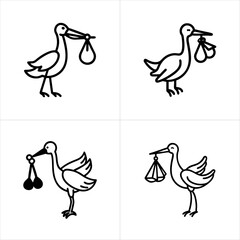 Stork and Bundle icon set