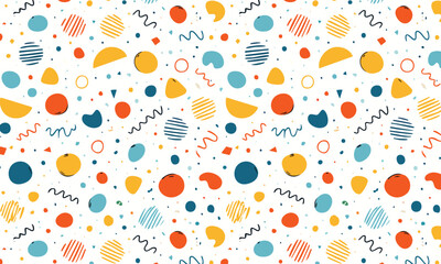 Vibrant Memphis Pattern with Lines and Dots Playful Geometric  Seamless Pattern