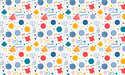 Obraz premium Colorful Random Geometric Bright Dots, Lines Shapes Pattern