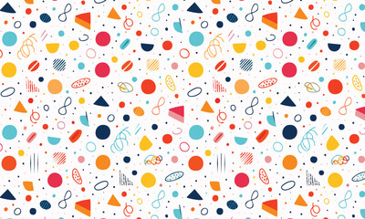 Vibrant Memphis Pattern with Lines and Dots Style Seamless Background
