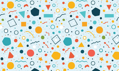 Vibrant Memphis Pattern with Lines and Dots Style Seamless Background