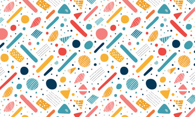 Abstract Memphis Style Seamless Background Retro 80s Inspired Geometric Shapes Pattern
