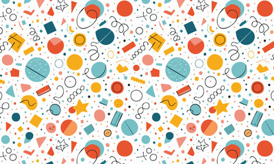 Colorful Memphis Design with Geometric Elements
