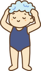 Kids shower before swimming