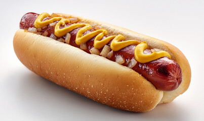 Delicious Hot Dog with Mustard and Onions