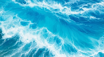 Fototapeta premium Photo of Ocean Waves with White Foam in Turquoise Blue