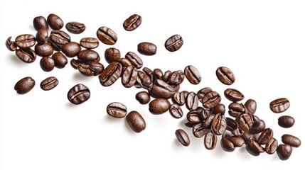 Obraz premium Dynamic Flow of Roasted Coffee Beans, High-Resolution Image, Food Photography, Coffee, Beans, Beverage Coffee, Food Photography