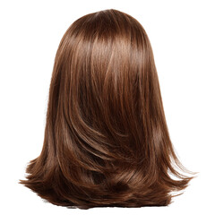 Naklejka premium Brown wig with a natural appearance, perfect for versatile and smooth styling, isolated on white.