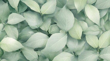 Close-up view of many pale green leaves.