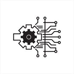 Gear and Circuit Icon – Technology Integration Symbol