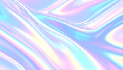 Fototapeta premium Holographic metallic background with iridescent waves, futuristic luxury, 3D rendering, trending on Behance.