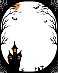 Halloween frame with black and white colors vector illustration background, Ratio 4:5.