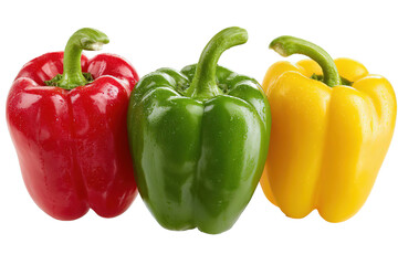 Fresh bell peppers red green yellow colorful vegetables healthy food produce on transparent background