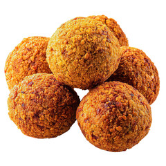 Delicious falafel balls stacked together on a black background food photography on transparent background