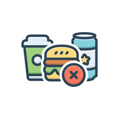 Color illustration icon for avoid junk food