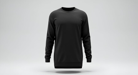 Black long-sleeve crew neck sweatshirt for men in a neutral, studio setting. Item is presented in a neutral pose against a plain backdrop.