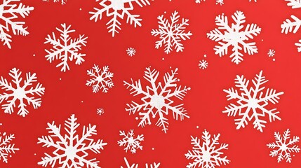 White snowflakes on a red background.