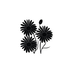 Flower silhouette with black 