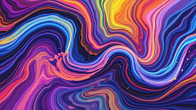 dynamic psychedelic water movements, colorful liquid gradients, intricate wave patterns, mesmerizing abstract visuals, fluid ebru inspired art, radiant rainbow layers, stunning motion and flow