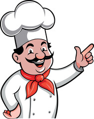 Italian chef holding blank sign, editable Illustrator.